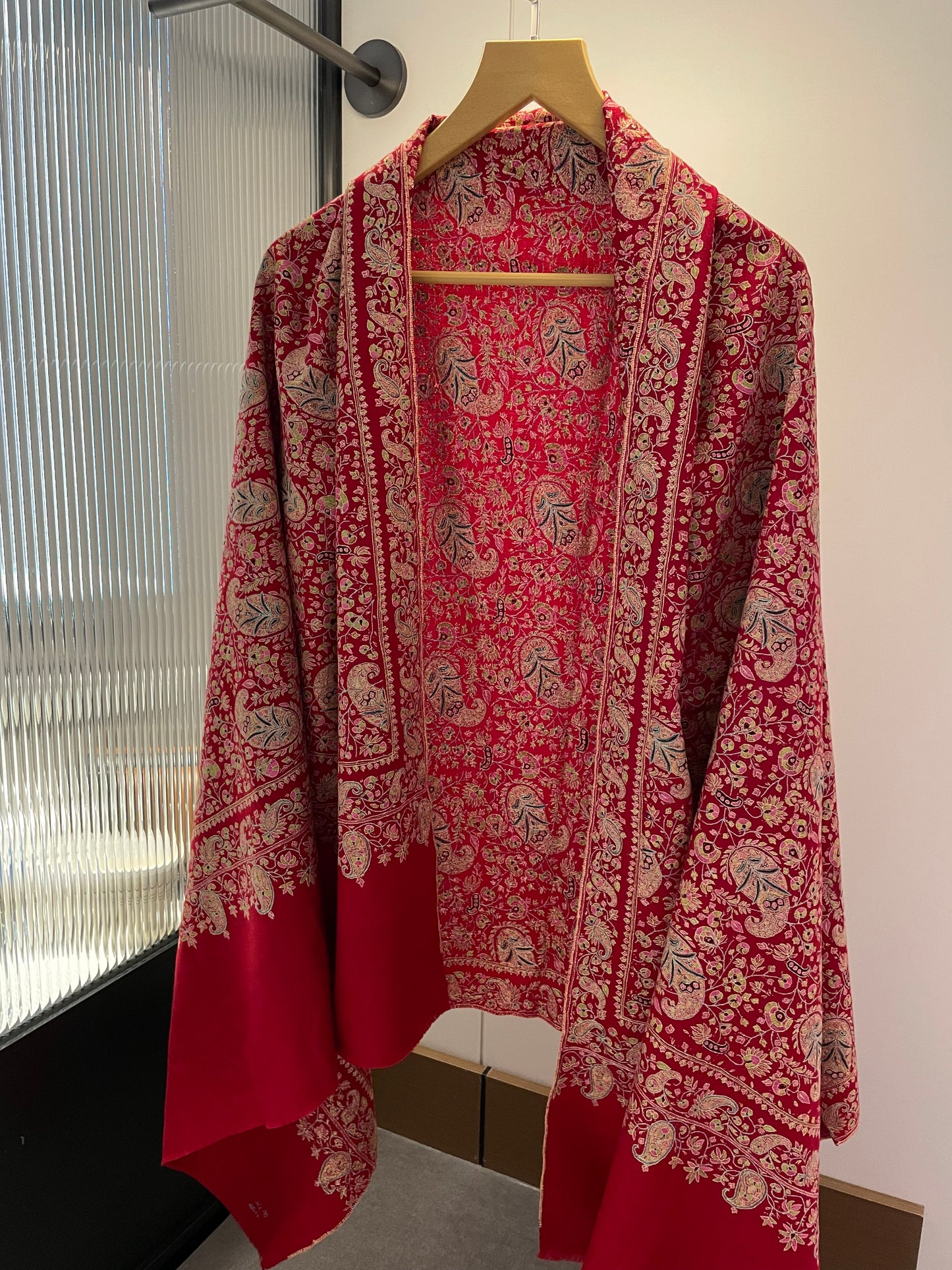Badaamdar Collector's Exclusive Premium Pashmina Red Handmade Luxury Sozni Embroidered Cashmere Wrap/Shawl