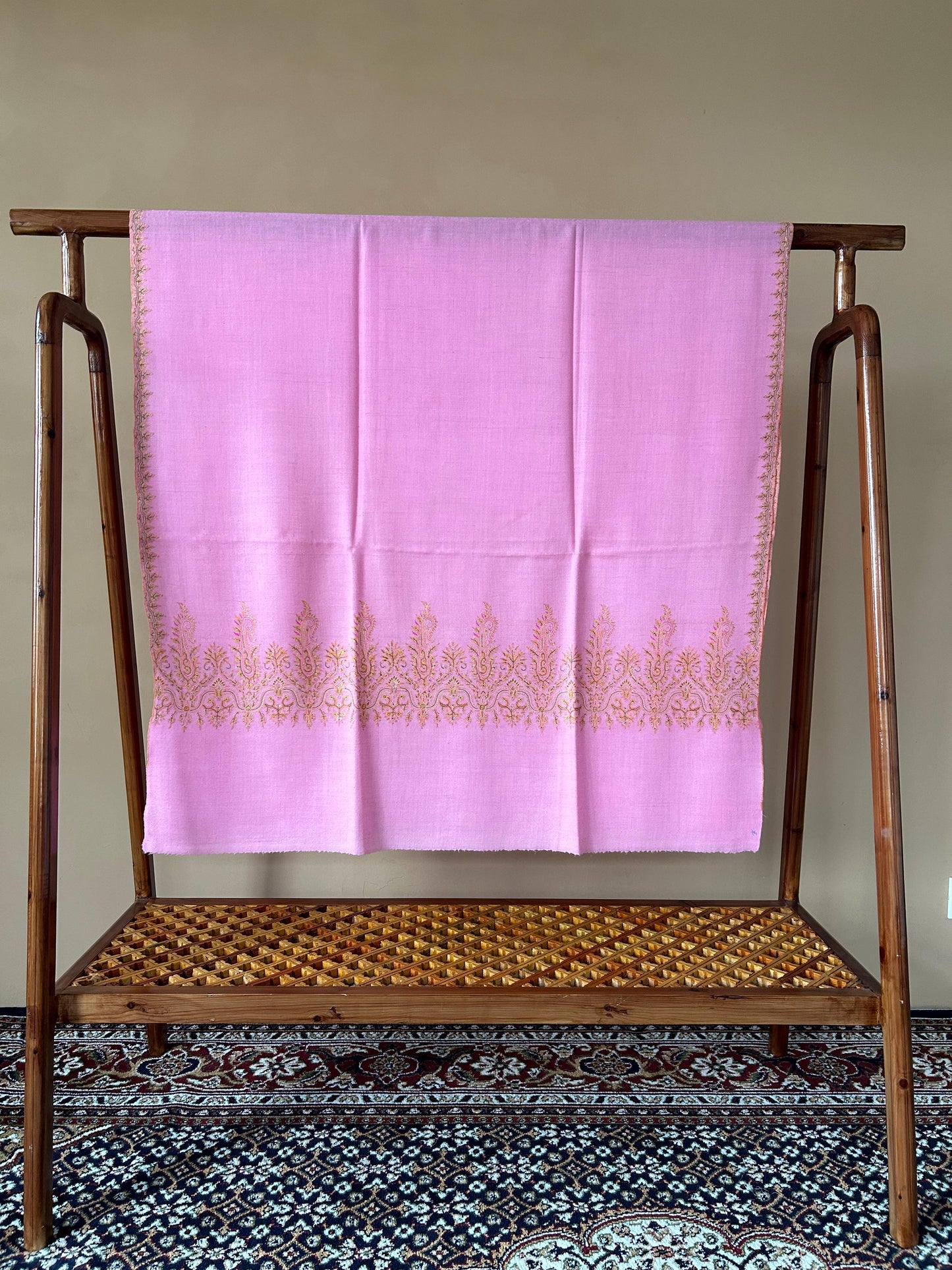 Fuchsia Pink Pure Cashmere Pashmina Sozni Embroidery Palladar Shawl/Wrap 80x40 inches Kashmir Shawl