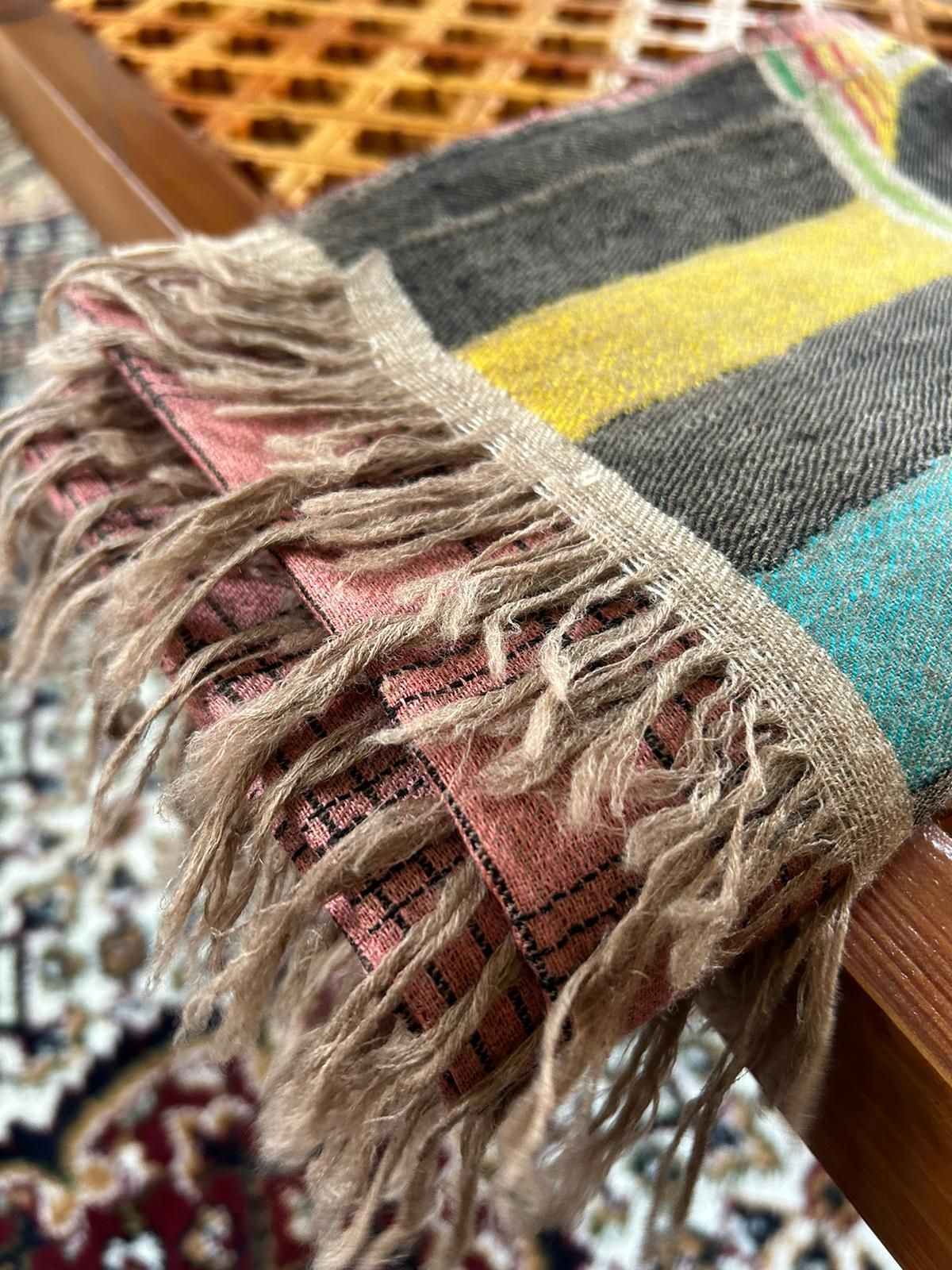Gulabdaar Double Color Pure Handmade Kashmir Pashmina Kani 80x40 inches Kani