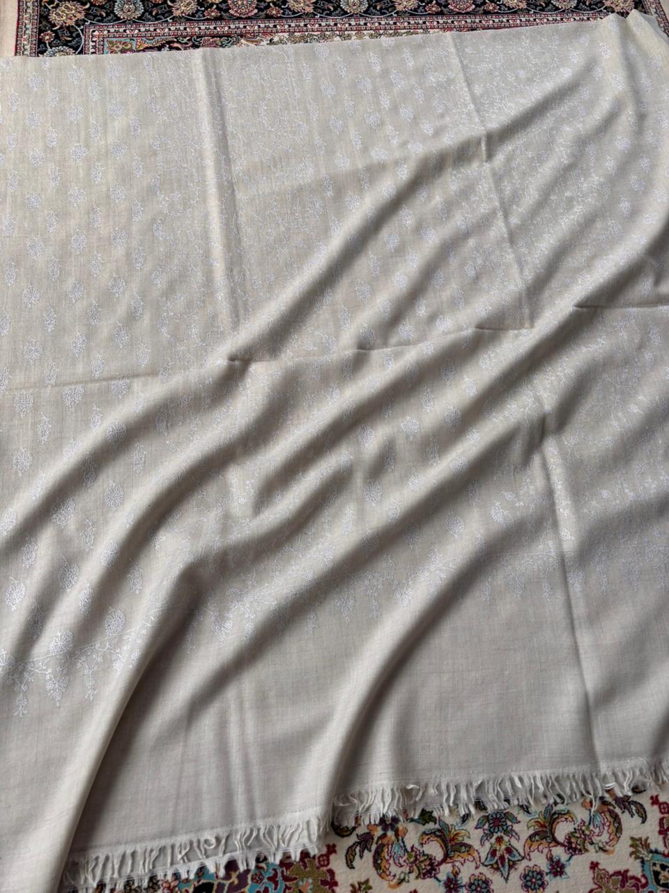 Tone on Tone Pure Cashmere Pashmina Sozni Embroidery Jaal Shawl