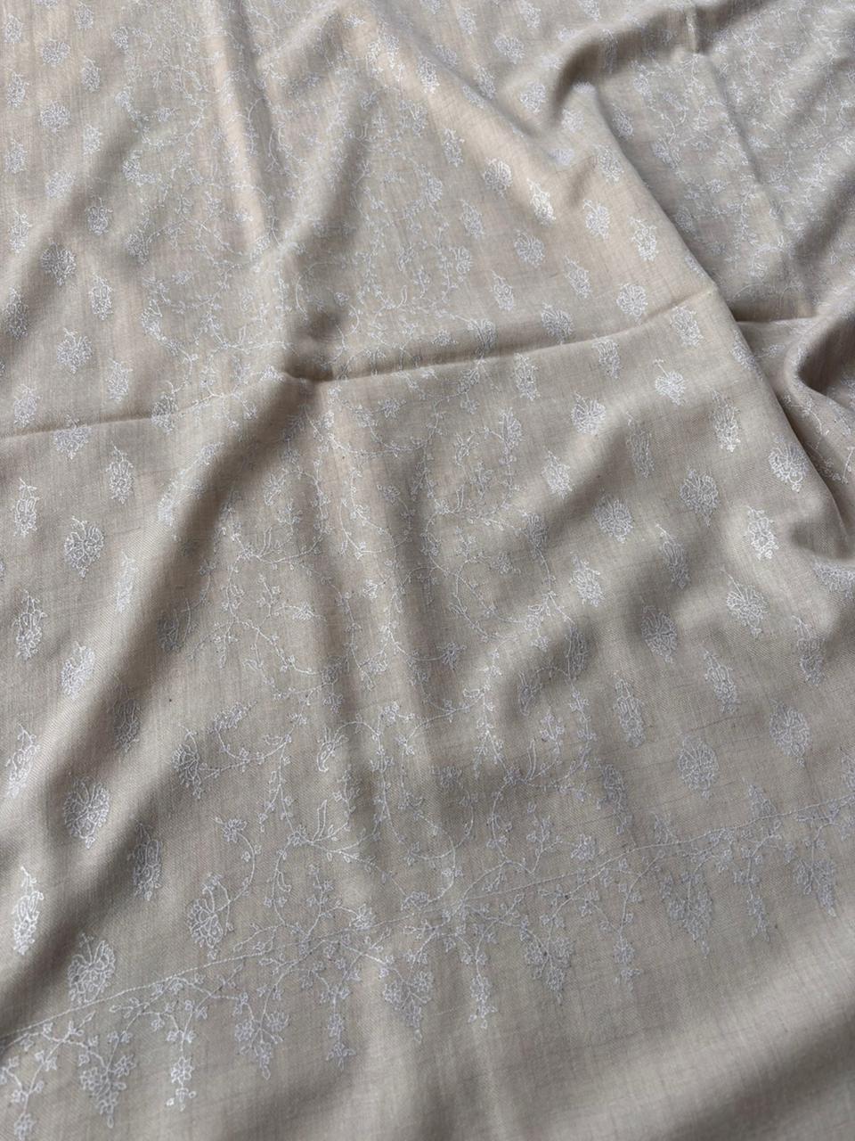Tone on Tone Pure Cashmere Pashmina Sozni Embroidery Jaal Shawl