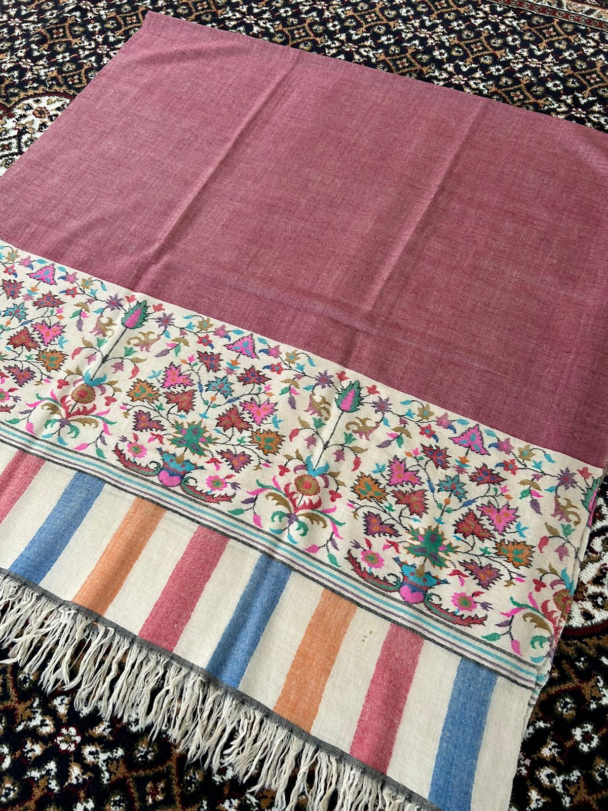 Pure Kashmir Pashmina Handmade Double Color 80x40 inches Half kani shawl