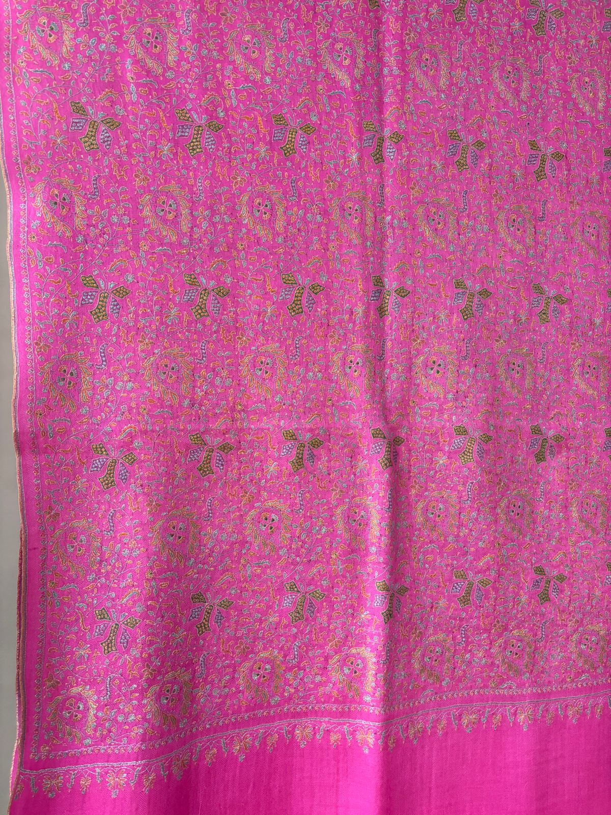 Pashmina Rose Pink Silk Embroidery Lightweight Handmade Sozni Jamawar Shawl