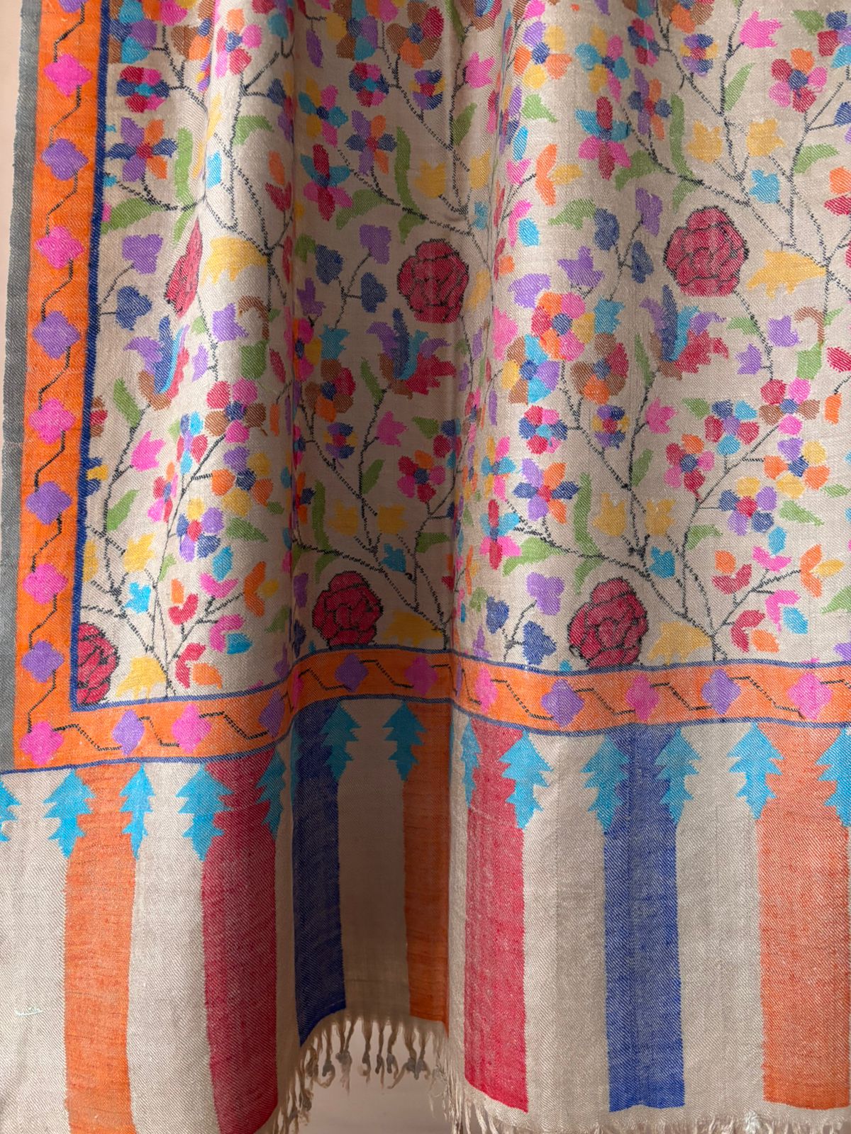 Masterpiece Natural Kani Pashmina Shawl Timeless Wrap Collector's Exclusive Handmade Handwoven