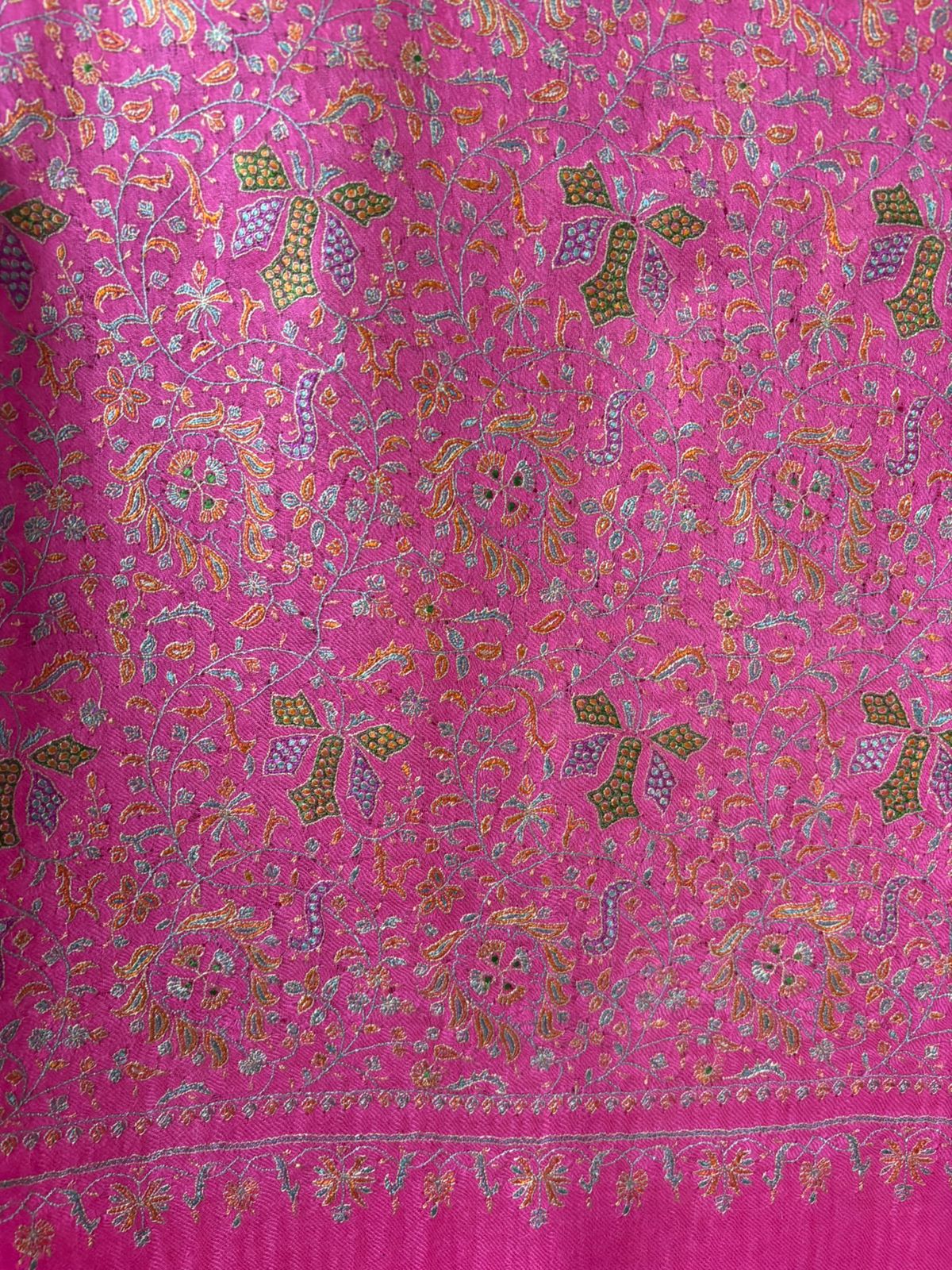Pashmina Rose Pink Silk Embroidery Lightweight Handmade Sozni Jamawar Shawl