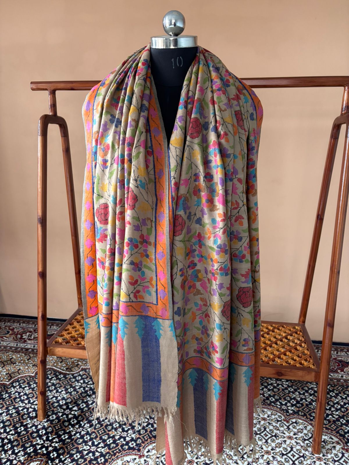 Masterpiece Natural Kani Pashmina Shawl Timeless Wrap Collector's Exclusive Handmade Handwoven