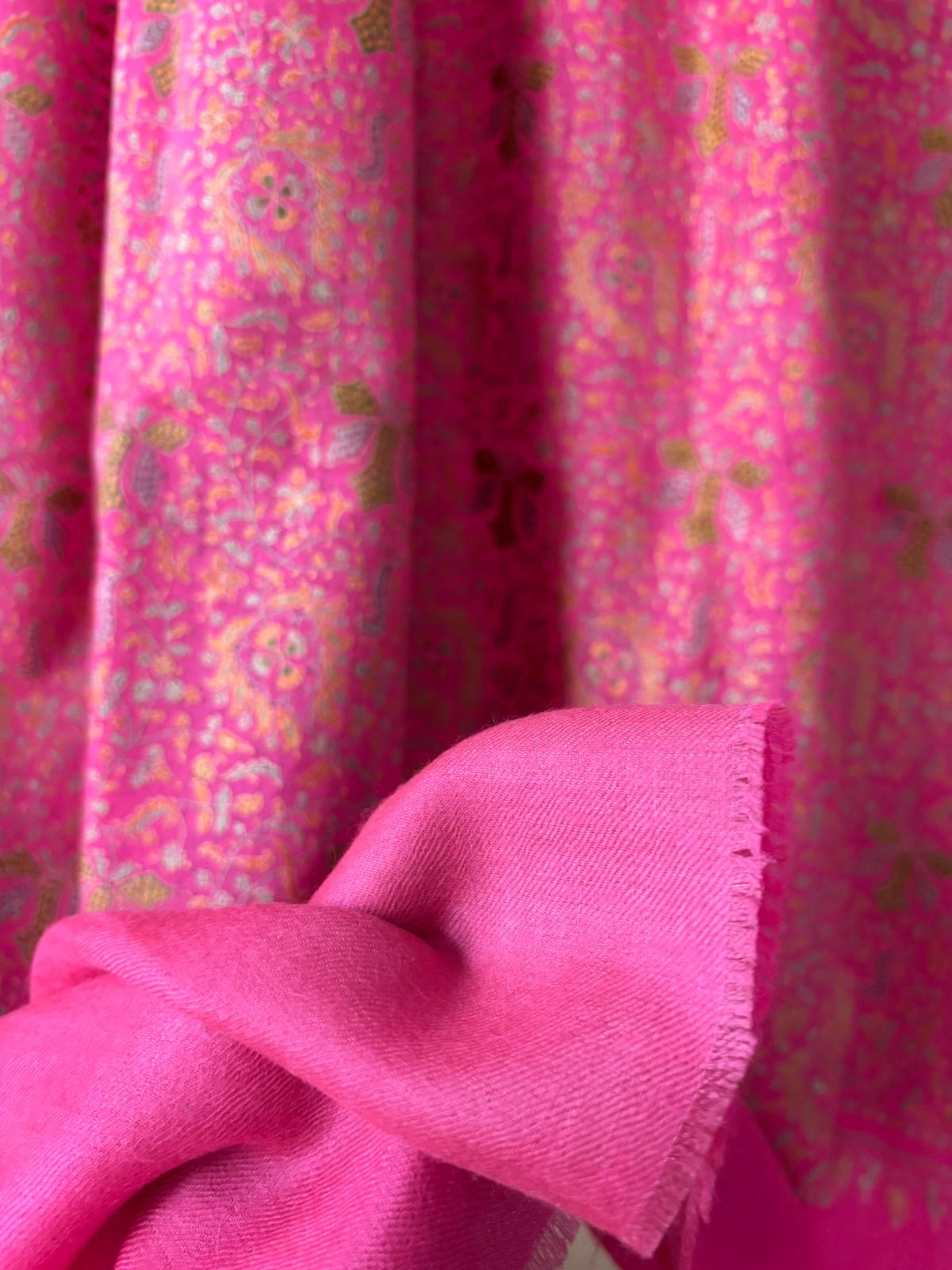 Pashmina Rose Pink Silk Embroidery Lightweight Handmade Sozni Jamawar Shawl