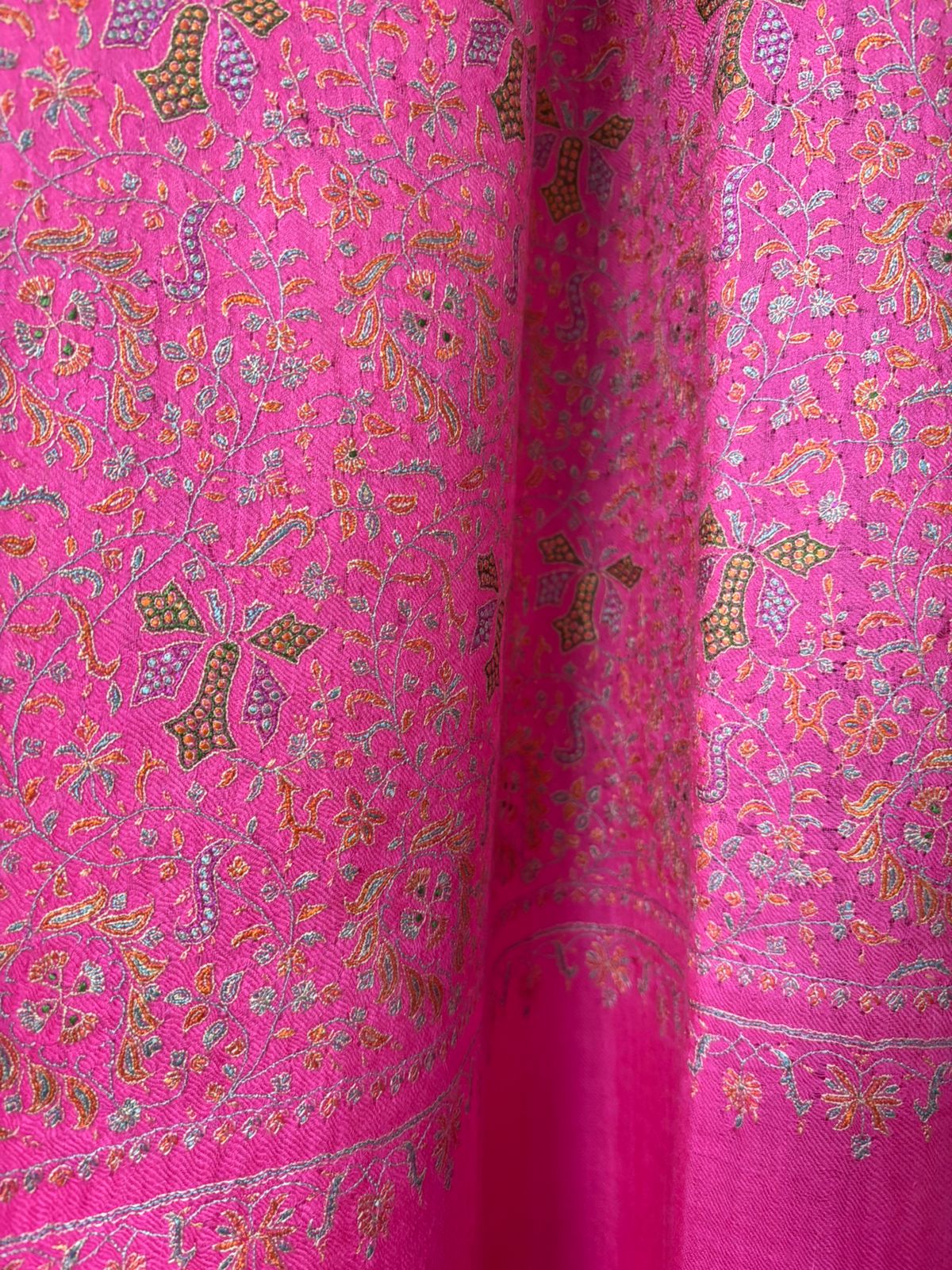 Pashmina Rose Pink Silk Embroidery Lightweight Handmade Sozni Jamawar Shawl